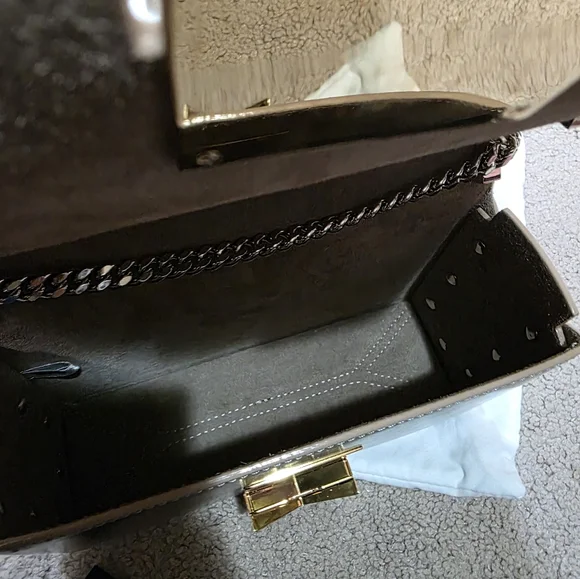 Jimmy Choo Lockett Petite Star Spazzolato Leather Silver Crossbody Bag - Picture 6 of 7